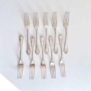 LUNT STERLING SILVER MODERN VICTORIAN DINNER FORKS 7.25" NO MONOGRAM SET OF 10